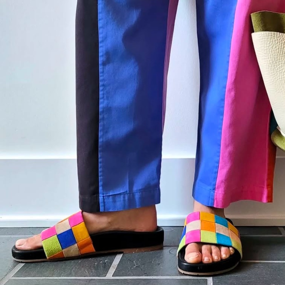 Charlotte Stone Jacquie Multicolor Woven Patchwork Suede Sandals - Picture 4 of 12